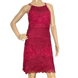 Sue Wong red embroidered cocktail dress 6